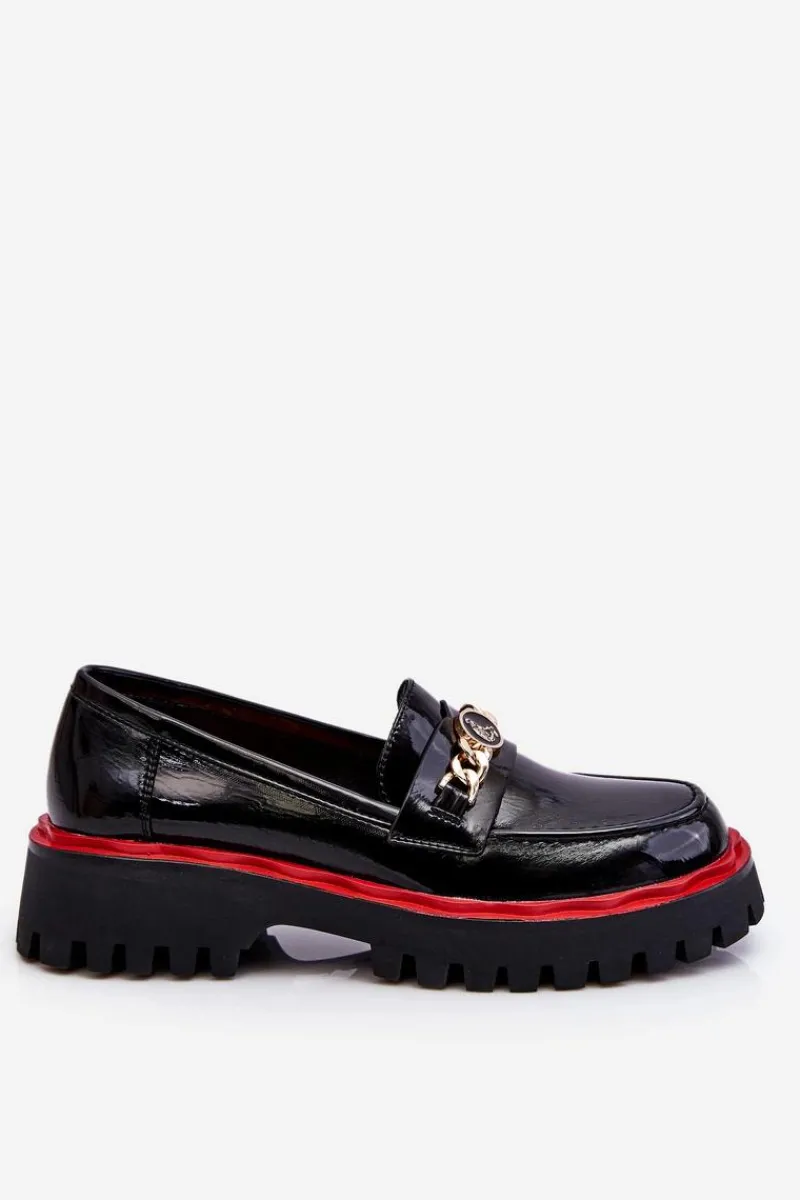 Mokasyny Damskie Lakierowane|Mokasyny Na Platformie>Damskie buty S.Barski Lakierowane Mokasyny Na Platformie Czarne Ronin