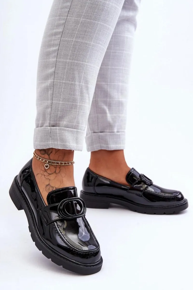 Mokasyny Damskie Skórzane|Mokasyny Na Platformie>Boto Lakierowane Mokasyny Na Platformie Czarne Jarren