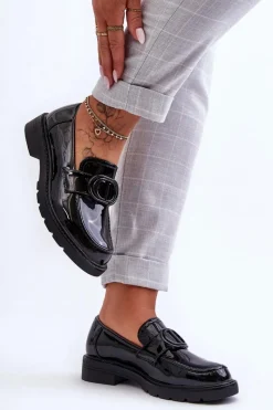 Mokasyny Damskie Skórzane|Mokasyny Na Platformie>Boto Lakierowane Mokasyny Na Platformie Czarne Jarren