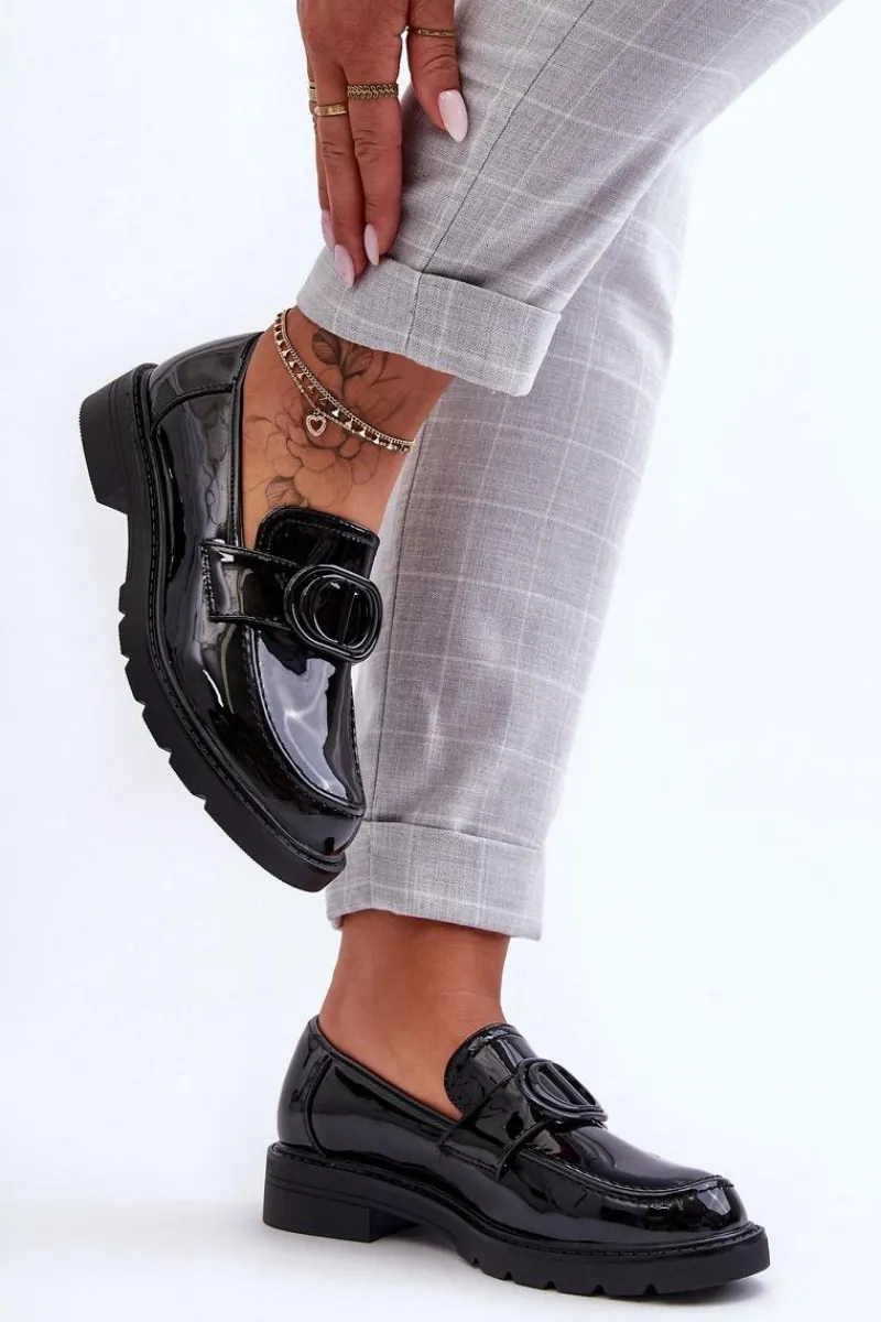 Mokasyny Damskie Skórzane|Mokasyny Na Platformie>Boto Lakierowane Mokasyny Na Platformie Czarne Jarren