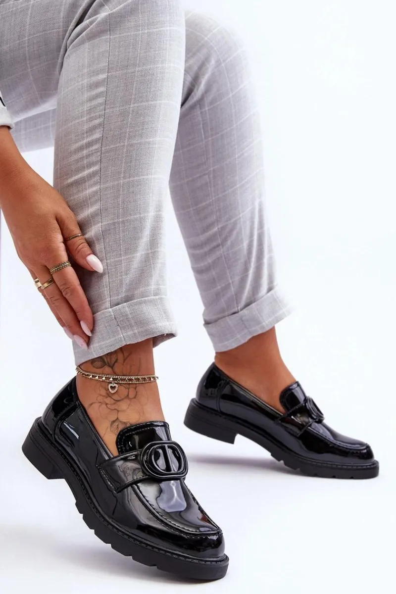 Mokasyny Damskie Skórzane|Mokasyny Na Platformie>Boto Lakierowane Mokasyny Na Platformie Czarne Jarren