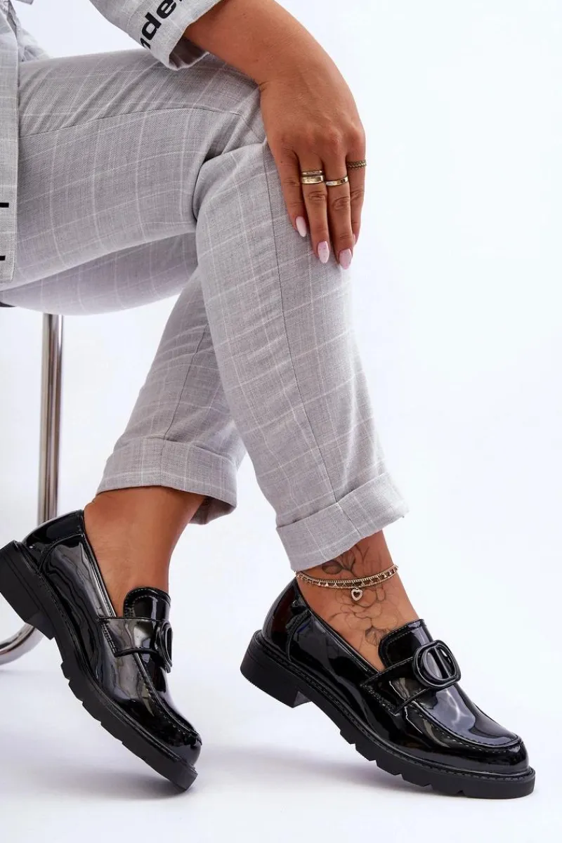 Mokasyny Damskie Skórzane|Mokasyny Na Platformie>Boto Lakierowane Mokasyny Na Platformie Czarne Jarren