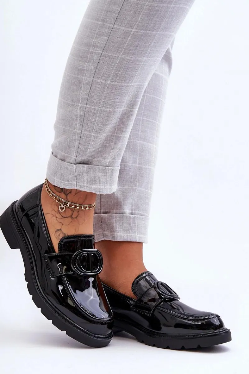 Mokasyny Damskie Skórzane|Mokasyny Na Platformie>Boto Lakierowane Mokasyny Na Platformie Czarne Jarren