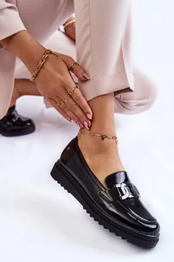 Mokasyny Damskie Lakierowane|Mokasyny Na Platformie>Buty damskie Vinceza Lakierowane Mokasyny Na Platformie Czarne Abisso