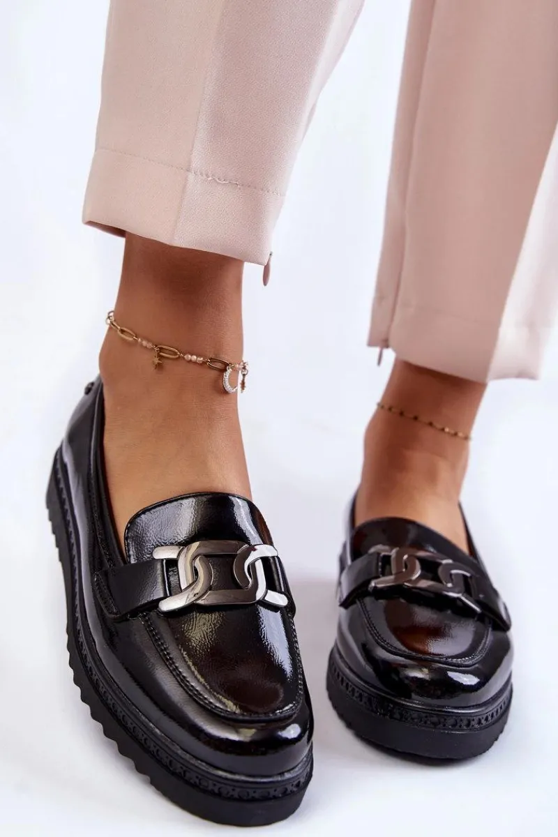 Mokasyny Damskie Lakierowane|Mokasyny Na Platformie>Buty damskie Vinceza Lakierowane Mokasyny Na Platformie Czarne Abisso