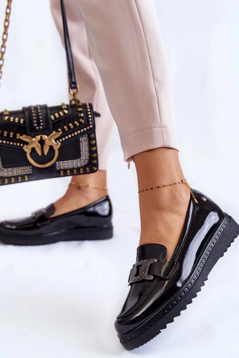 Mokasyny Damskie Lakierowane|Mokasyny Na Platformie>Buty damskie Vinceza Lakierowane Mokasyny Na Platformie Czarne Abisso