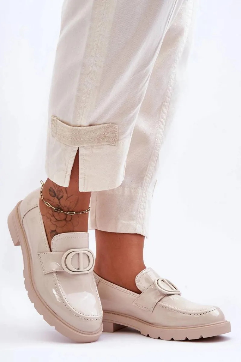Clearance Boto Lakierowane Mokasyny Na Platformie Beżowe Jarren
