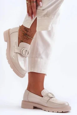 Clearance Boto Lakierowane Mokasyny Na Platformie Beżowe Jarren