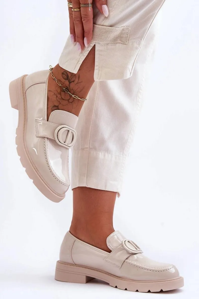 Clearance Boto Lakierowane Mokasyny Na Platformie Beżowe Jarren