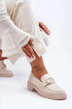 Clearance Boto Lakierowane Mokasyny Na Platformie Beżowe Jarren