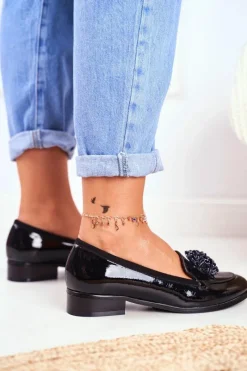 Sale Lakierowane Mokasyny Vinceza 21-10527 Czarne Damskie Mokasyny Damskie Lakierowane