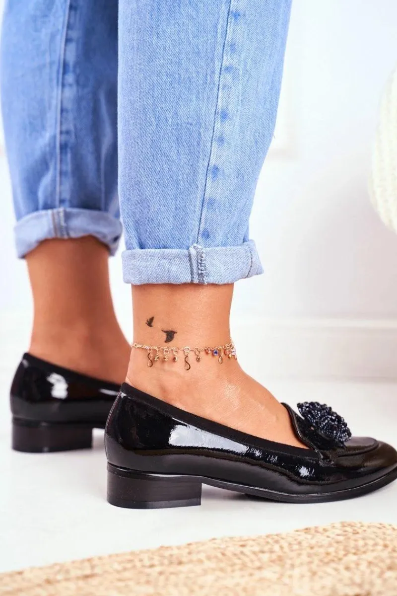 Sale Lakierowane Mokasyny Vinceza 21-10527 Czarne Damskie Mokasyny Damskie Lakierowane