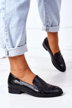 Hot Buty damskie Vinceza Lakierowane Mokasyny W Zwierzęcy Wzór Czarne Lenie