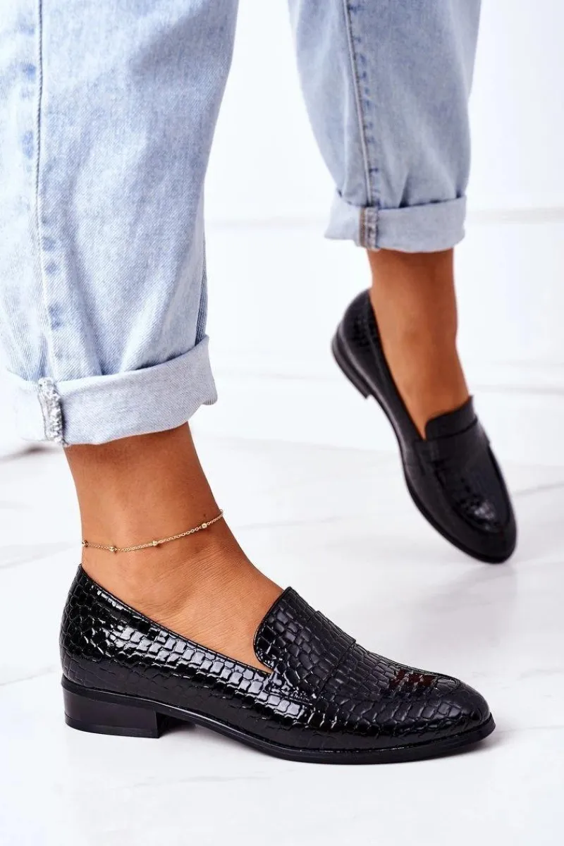 Hot Buty damskie Vinceza Lakierowane Mokasyny W Zwierzęcy Wzór Czarne Lenie