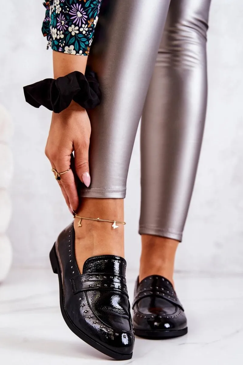 New Boto Lakierowane Mokasyny Z Dżetami La.Fi 210016B-LA Czarne