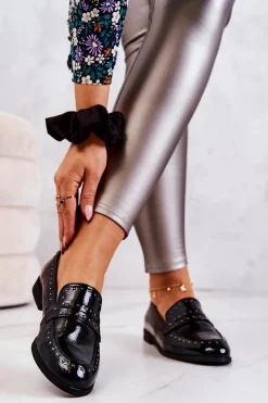 New Boto Lakierowane Mokasyny Z Dżetami La.Fi 210016B-LA Czarne