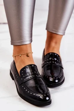 New Boto Lakierowane Mokasyny Z Dżetami La.Fi 210016B-LA Czarne