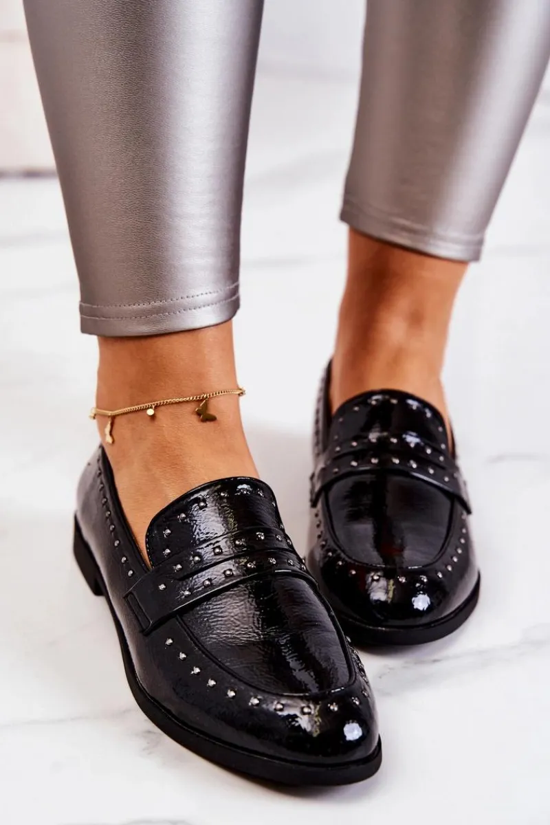 New Boto Lakierowane Mokasyny Z Dżetami La.Fi 210016B-LA Czarne