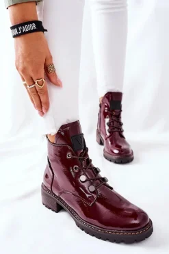 Botki Sznurowane|Czarne Botki><noscript><img width=