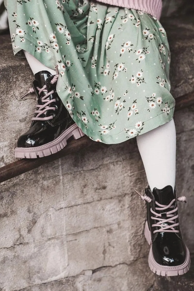 Online Boto Lakierowane Ocieplane Botki Czarno-Fioletowe Heidi