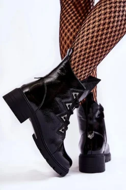 Czarne Botki|Botki Zimowe Damskie><noscript><img width=