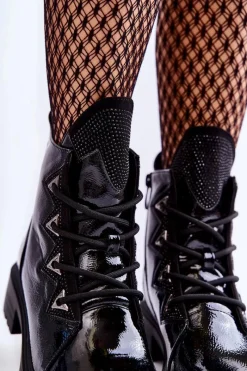 Czarne Botki|Botki Zimowe Damskie><noscript><img width=