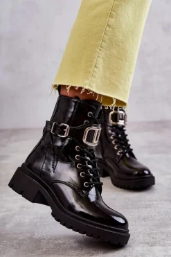 Botki Sznurowane|Czarne Botki><noscript><img width=