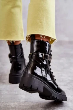 Botki Sznurowane|Czarne Botki><noscript><img width=