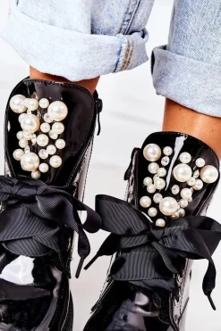 Botki Sznurowane|Czarne Botki><noscript><img width=