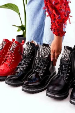 Botki Sznurowane|Czarne Botki><noscript><img width=