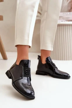 Discount Lakierowane Półbuty Damskie Wsuwane Ze Skóry Naturalnej Czarne Vinceza 91120 Damskie Półbuty Lakierowane