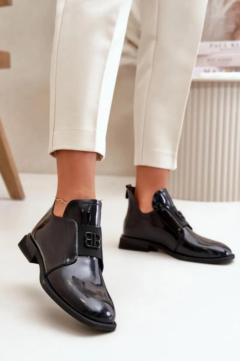 Discount Lakierowane Półbuty Damskie Wsuwane Ze Skóry Naturalnej Czarne Vinceza 91120 Damskie Półbuty Lakierowane