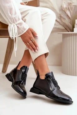 Discount Lakierowane Półbuty Damskie Wsuwane Ze Skóry Naturalnej Czarne Vinceza 91120 Damskie Półbuty Lakierowane