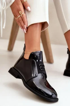 Discount Lakierowane Półbuty Damskie Wsuwane Ze Skóry Naturalnej Czarne Vinceza 91120 Damskie Półbuty Lakierowane