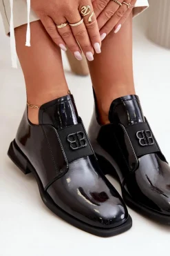 Discount Lakierowane Półbuty Damskie Wsuwane Ze Skóry Naturalnej Czarne Vinceza 91120 Damskie Półbuty Lakierowane