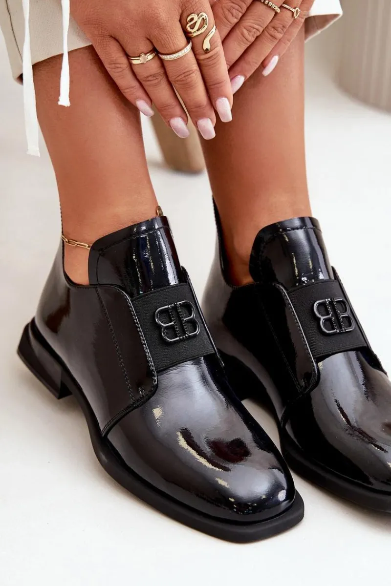 Discount Lakierowane Półbuty Damskie Wsuwane Ze Skóry Naturalnej Czarne Vinceza 91120 Damskie Półbuty Lakierowane