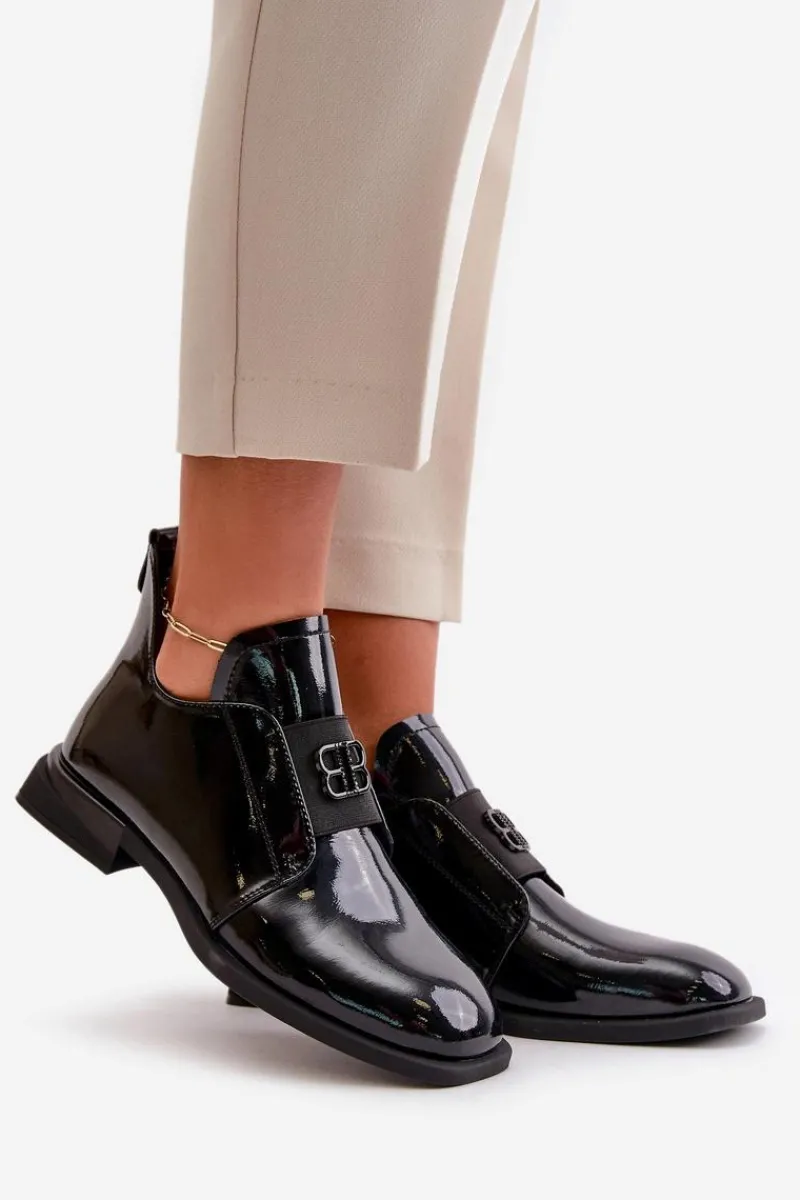 Discount Lakierowane Półbuty Damskie Wsuwane Ze Skóry Naturalnej Czarne Vinceza 91120 Damskie Półbuty Lakierowane