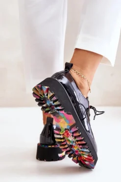 Boto Lakierowane Półbuty Damskie Sznurowane Artiker 55C0497 Czarne