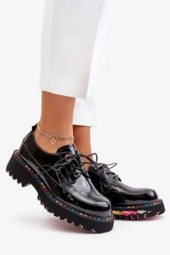 Boto Lakierowane Półbuty Damskie Sznurowane Artiker 55C0497 Czarne