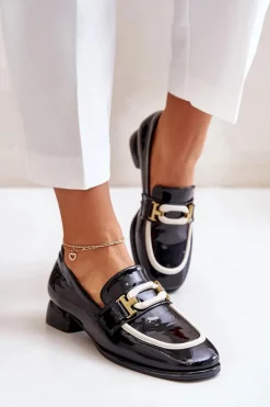 New Artiker Lakierowane Półbuty Damskie Na Klocku 55C0104 Czarne