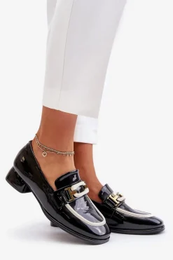 New Artiker Lakierowane Półbuty Damskie Na Klocku 55C0104 Czarne