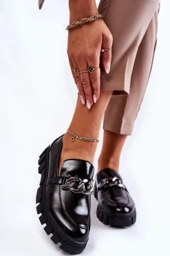 Best Lakierowane Półbuty Loafery Na Platformie Czarne Inger Damskie Półbuty Lakierowane|Mokasyny Damskie Lakierowane