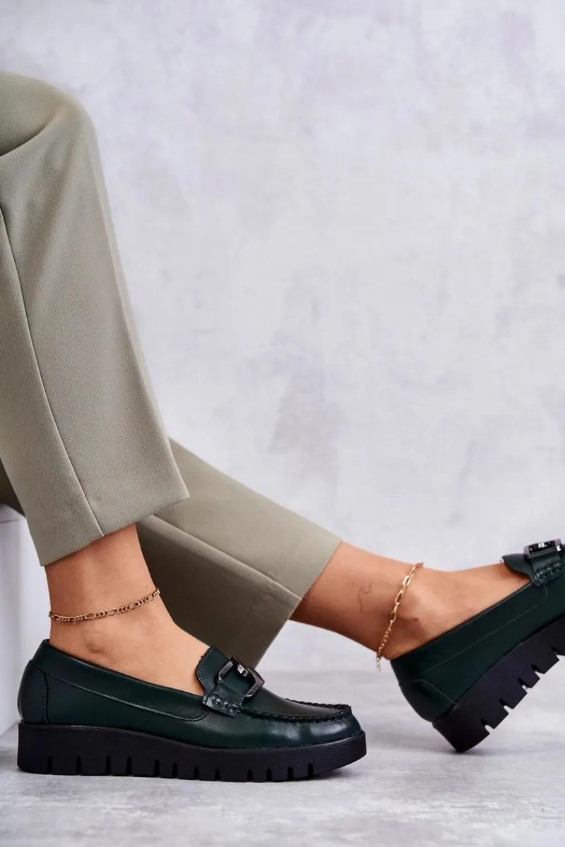 Best Lakierowane Półbuty Loafery Na Platformie Zielone Kjersti Damskie Półbuty Lakierowane|Mokasyny Damskie Lakierowane