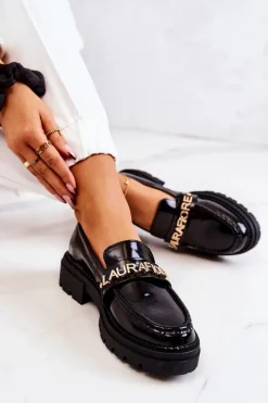 Best Lakierowane Półbuty Loafery La.Fi 210001B-NL Czarne Damskie Półbuty Lakierowane|Mokasyny Damskie Lakierowane
