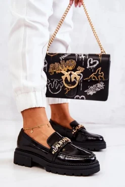 Best Lakierowane Półbuty Loafery La.Fi 210001B-NL Czarne Damskie Półbuty Lakierowane|Mokasyny Damskie Lakierowane