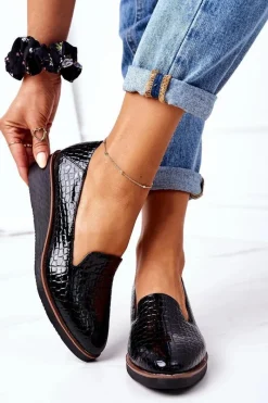 Półbuty Lakierowane|Mokasyny Damskie Lakierowane>Buty damskie Vinceza Lakierowane Półbuty Na Koturnie Vinceza 10675 Czarne