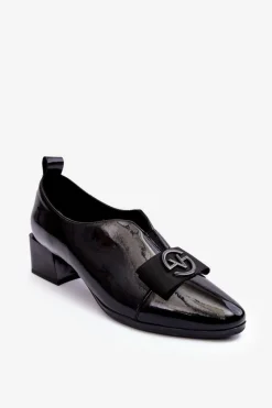 Sale Buty damskie Vinceza Lakierowane Półbuty Na Obcasie Z Ozdobą Czarne Elosa