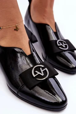 Sale Buty damskie Vinceza Lakierowane Półbuty Na Obcasie Z Ozdobą Czarne Elosa