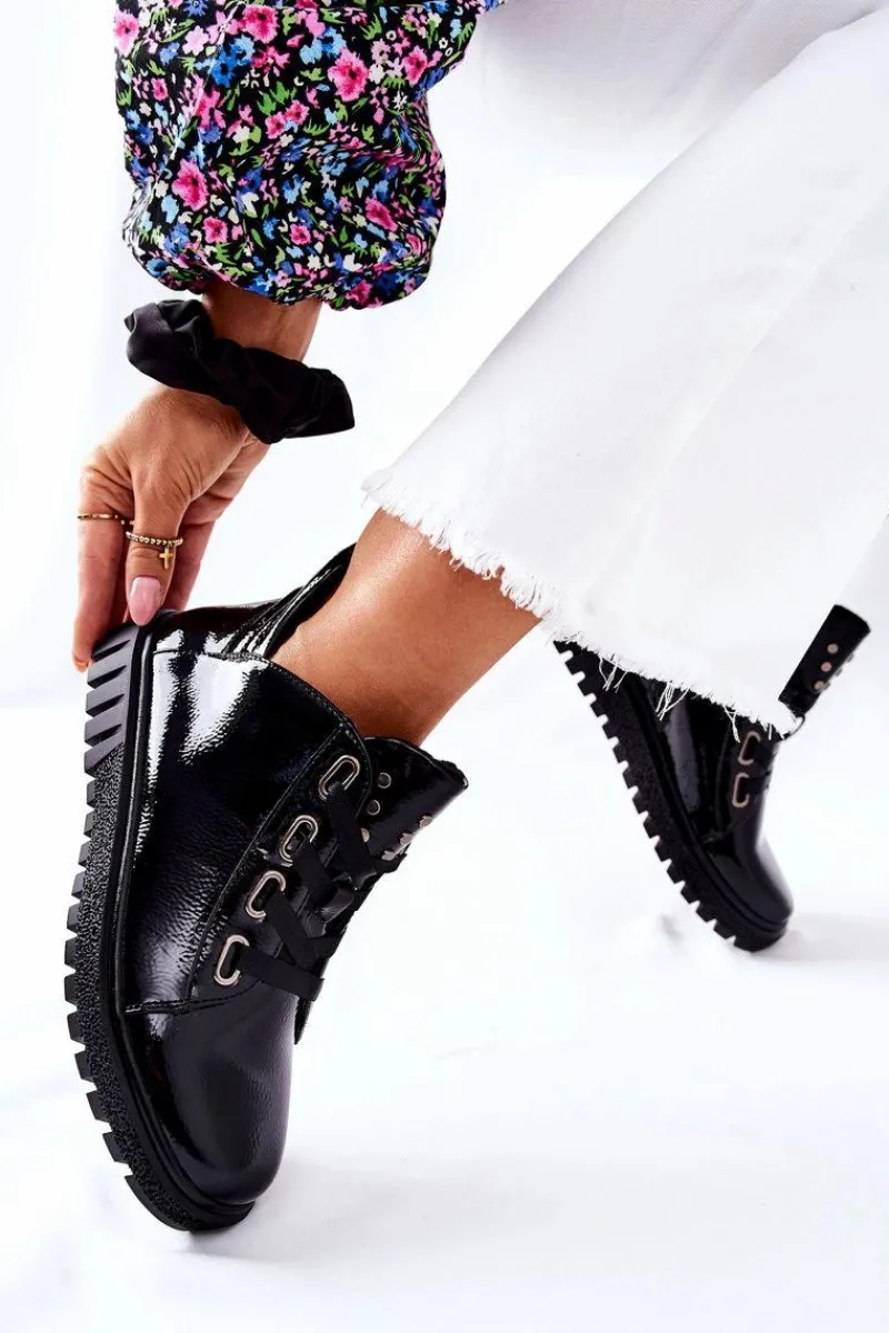 Półbuty Lakierowane>Buty Sergio Leone Lakierowane Pół PB210 Czarne