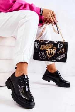 Sale Boto Lakierowane Półbuty Wiązane La.Fi Czarne Joselin